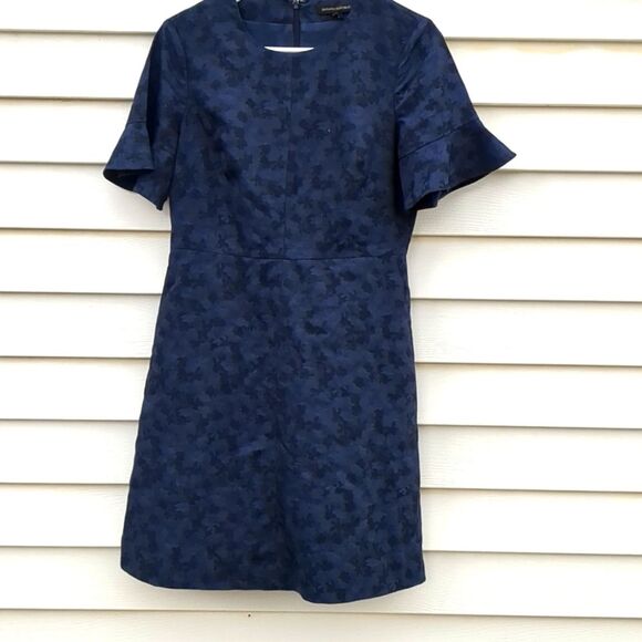 Banana Republic Navy Black Camo Fitted Dress, Size 4 - Picture 1 of 8